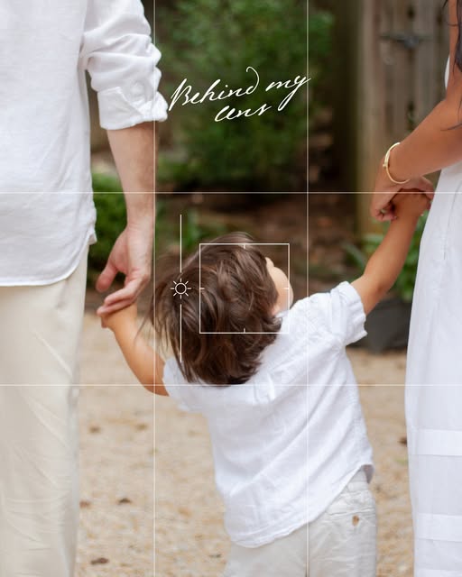 Behind my lens: a little boy in white holding hands with his parents